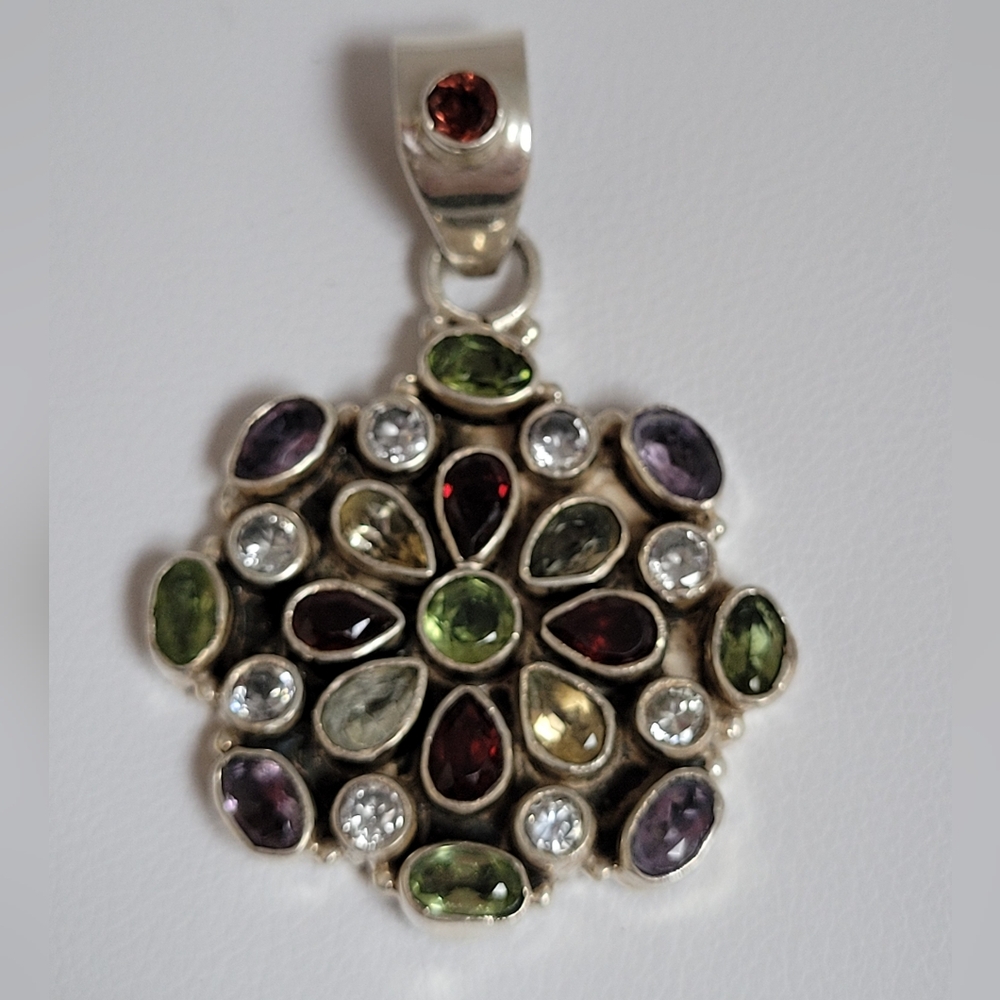 925 SS Multicolor Genuine Gemstone Pendant, 12 Grams.